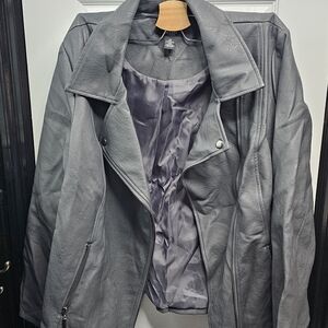 Chic Gray Leather Jacket for Women